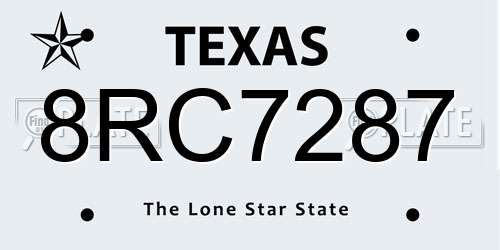 8RC7287 Texas License Plate