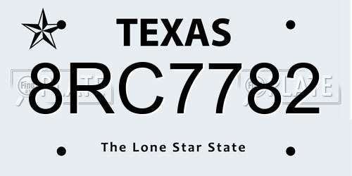 8RC7782 Texas License Plate