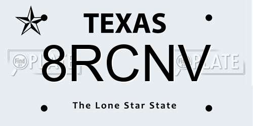 8RCNV Texas License Plate
