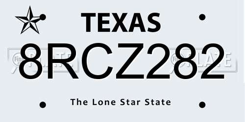8RCZ282 Texas License Plate