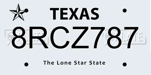 8RCZ787 Texas License Plate
