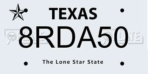 8RDA50 Texas License Plate