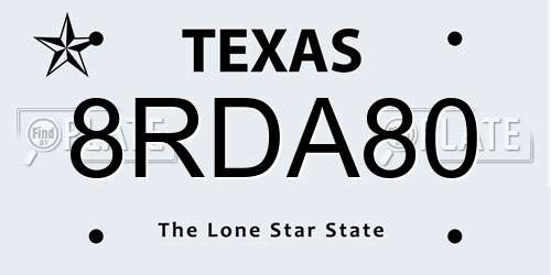 8RDA80 Texas License Plate