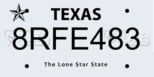 8RFE483 Texas License Plate