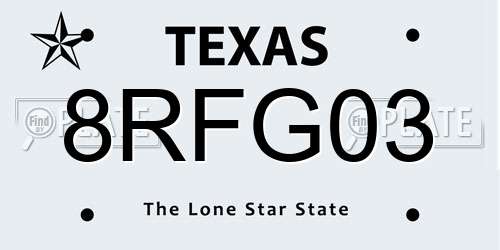 8RFG03 Texas License Plate