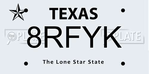8RFYK Texas License Plate