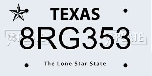 8RG353 Texas License Plate