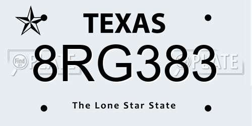 8RG383 Texas License Plate
