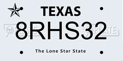 8RHS32 Texas License Plate