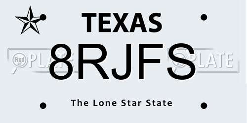 8RJFS Texas License Plate