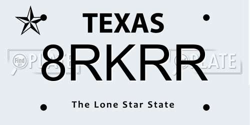8RKRR Texas License Plate