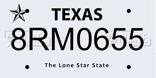8RM0655 Texas License Plate