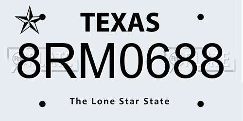 8RM0688 Texas License Plate