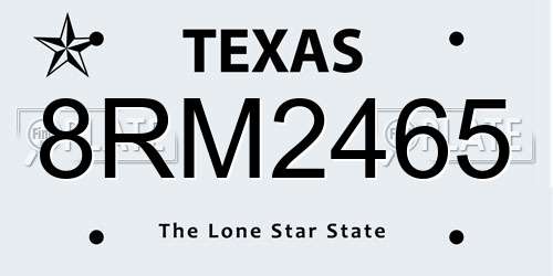 8RM2465 Texas License Plate