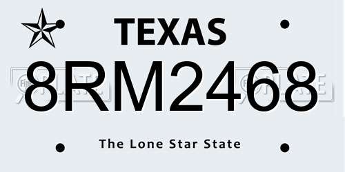 8RM2468 Texas License Plate