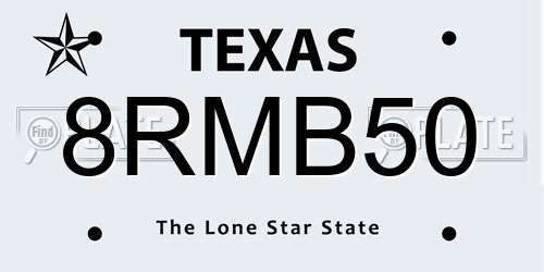 8RMB50 Texas License Plate