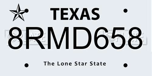 8RMD658 Texas License Plate