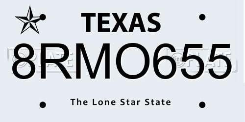 8RMO655 Texas License Plate
