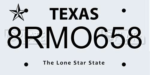 8RMO658 Texas License Plate