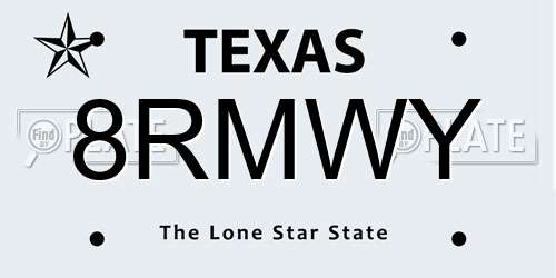 8RMWY Texas License Plate