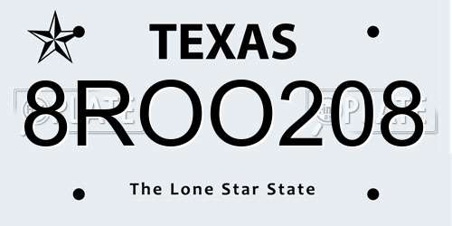 8ROO208 Texas License Plate