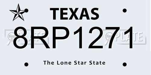 8RP1271 Texas License Plate