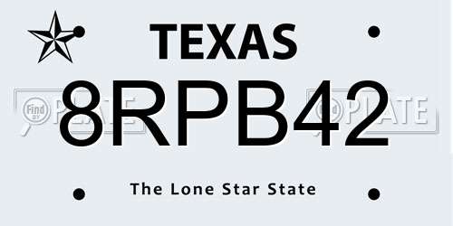8RPB42 Texas License Plate