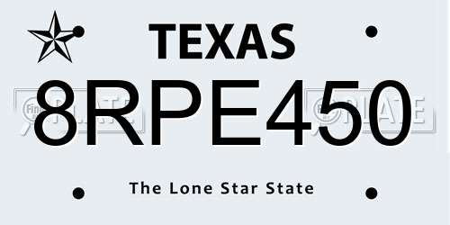 8RPE450 Texas License Plate