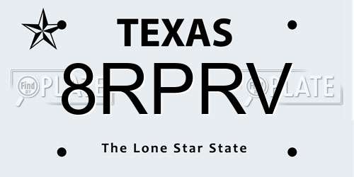 8RPRV Texas License Plate