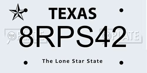 8RPS42 Texas License Plate