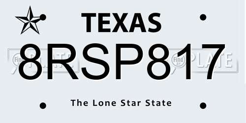 8RSP817 Texas License Plate