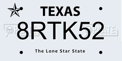 8RTK52 Texas License Plate