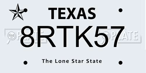 8RTK57 Texas License Plate