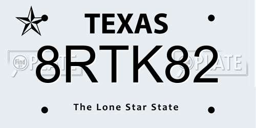 8RTK82 Texas License Plate