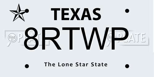8RTWP Texas License Plate