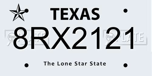 8RX2121 Texas License Plate