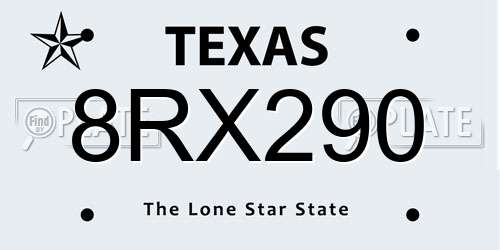 8RX290 Texas License Plate