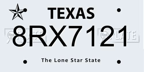 8RX7121 Texas License Plate