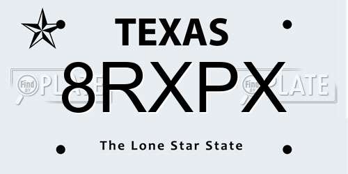 8RXPX Texas License Plate