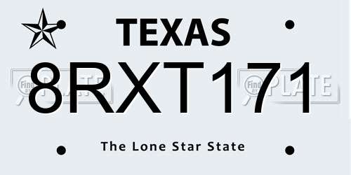 8RXT171 Texas License Plate