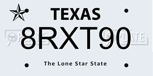 8RXT90 Texas License Plate