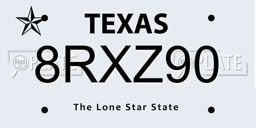 8RXZ90 Texas License Plate