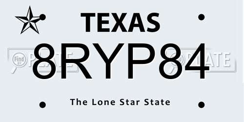 8RYP84 Texas License Plate