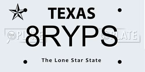 8RYPS Texas License Plate