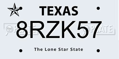 8RZK57 Texas License Plate
