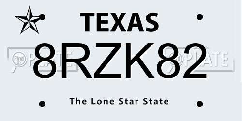 8RZK82 Texas License Plate