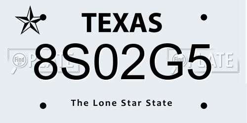 8S02G5 Texas License Plate