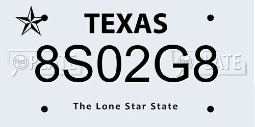 8S02G8 Texas License Plate