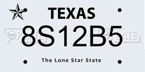 8S12B5 Texas License Plate