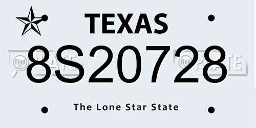8S20728 Texas License Plate